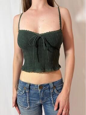 Forest Green Edikted Sweetheart Cropped Cami